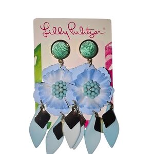 NWT Lilly Pulitzer Bali Light Blue and Mint Green Floral Earrings